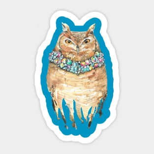 Watercolor Fancy Glamorous Owl Sticker